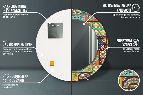 Kulaté dekorační zrcadlo na zeď Arabský vzor