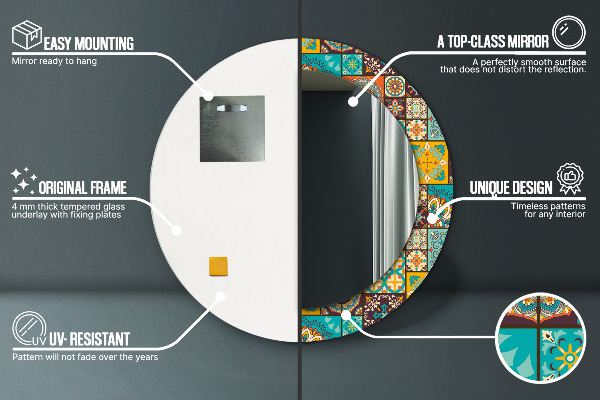 Kulaté dekorační zrcadlo na zeď Arabský vzor