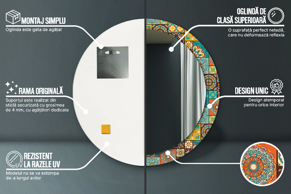 Kulaté dekorační zrcadlo na zeď Arabský vzor