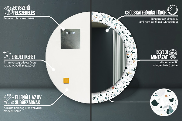 Kulaté dekorační zrcadlo na zeď Přírodní kámen