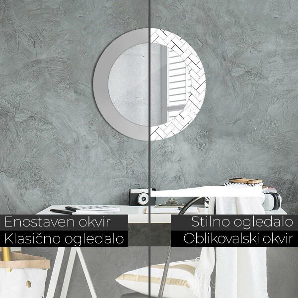 Kulaté dekorační zrcadlo na zeď Rybí kost