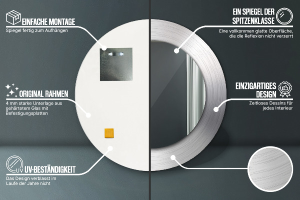 Kulaté dekorační zrcadlo na zeď Lesklá ocel