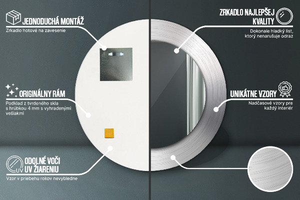 Kulaté dekorační zrcadlo na zeď Lesklá ocel