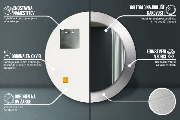 Kulaté dekorační zrcadlo na zeď Lesklá ocel