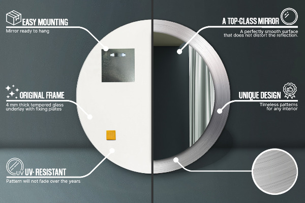 Kulaté dekorační zrcadlo na zeď Lesklá ocel