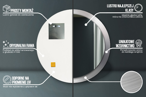 Kulaté dekorační zrcadlo na zeď Lesklá ocel