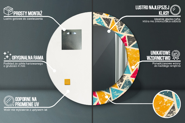 Kulaté dekorační zrcadlo na zeď Retro složení