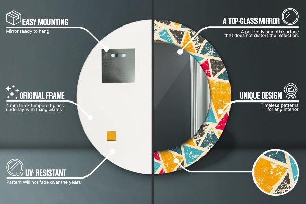 Kulaté dekorační zrcadlo na zeď Retro složení