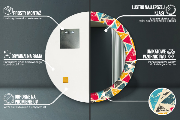 Kulaté dekorační zrcadlo na zeď Retro složení