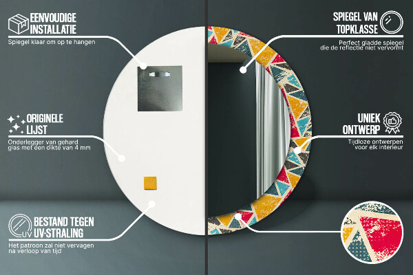 Kulaté dekorační zrcadlo na zeď Retro složení