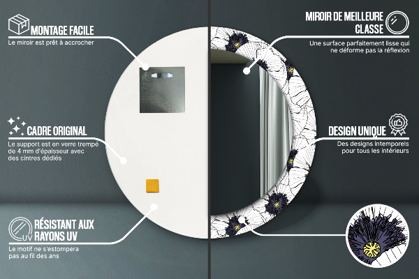Kulaté dekorační zrcadlo na zeď Složení lineárních květů