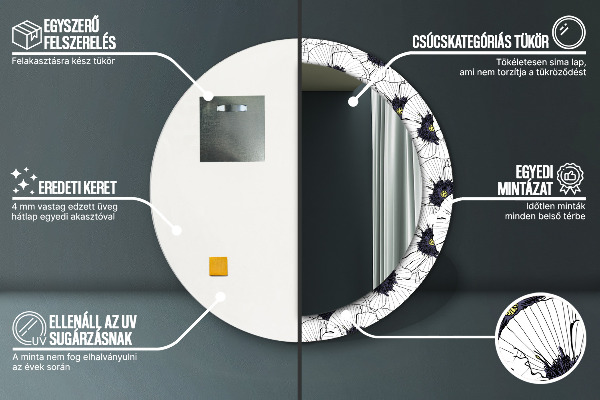 Kulaté dekorační zrcadlo na zeď Složení lineárních květů