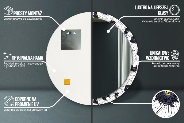 Kulaté dekorační zrcadlo na zeď Složení lineárních květů