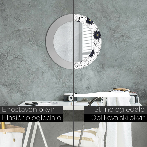 Kulaté dekorační zrcadlo na zeď Složení lineárních květů