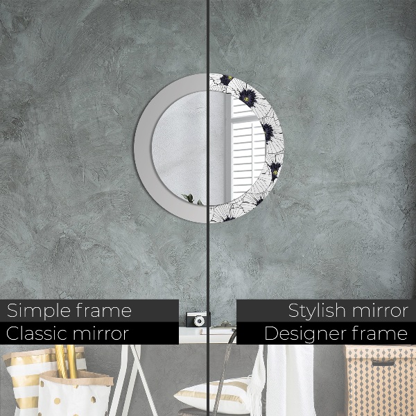 Kulaté dekorační zrcadlo na zeď Složení lineárních květů