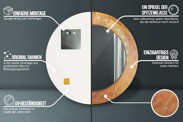 Kulaté zrcadlo s potiskem Spirálová abstrakce