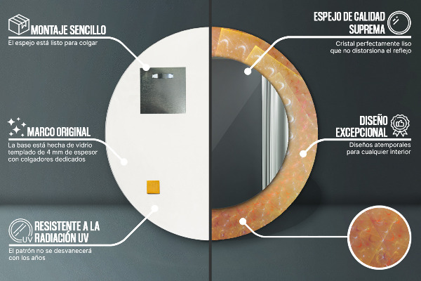 Kulaté zrcadlo s potiskem Spirálová abstrakce