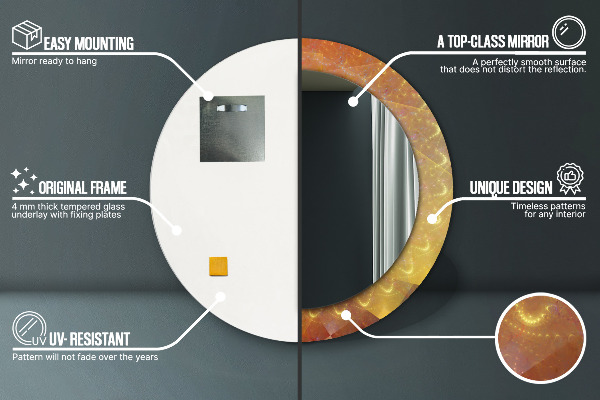 Kulaté zrcadlo s potiskem Spirálová abstrakce