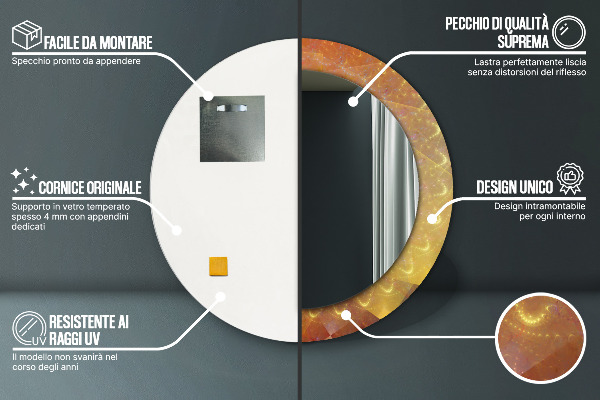 Kulaté zrcadlo s potiskem Spirálová abstrakce