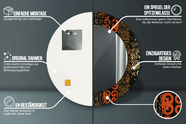 Kulaté zrcadlo s potiskem Grunge Abstract vzorec