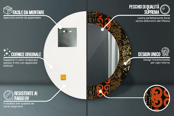 Kulaté zrcadlo s potiskem Grunge Abstract vzorec