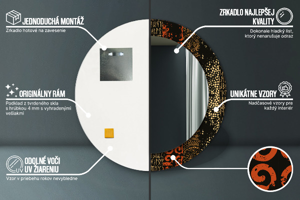 Kulaté zrcadlo s potiskem Grunge Abstract vzorec