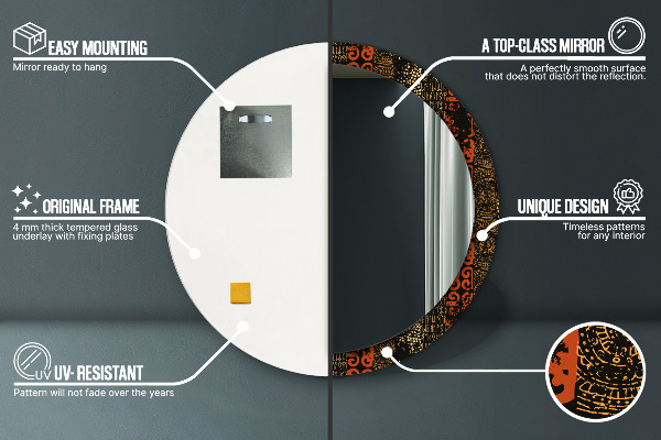 Kulaté zrcadlo s potiskem Grunge Abstract vzorec