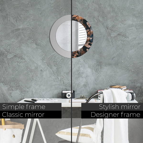 Kulaté zrcadlo s potiskem Tmavé tropické listy