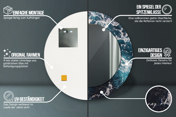 Kulaté zrcadlo s potiskem Turbulentní moře