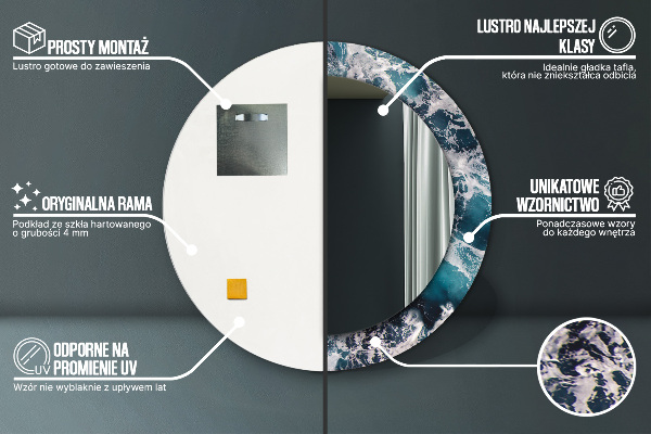 Kulaté zrcadlo s potiskem Turbulentní moře