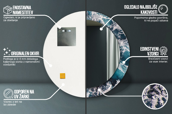 Kulaté zrcadlo s potiskem Turbulentní moře