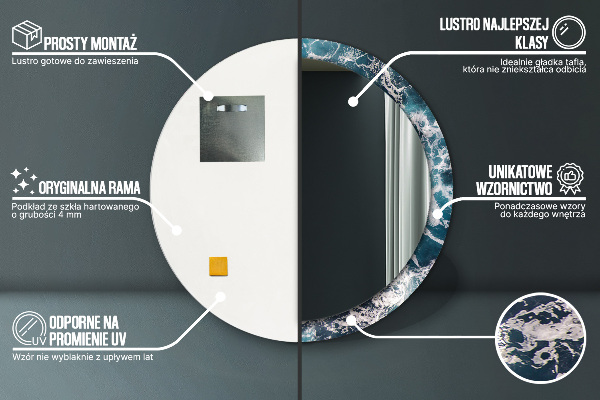 Kulaté zrcadlo s potiskem Turbulentní moře