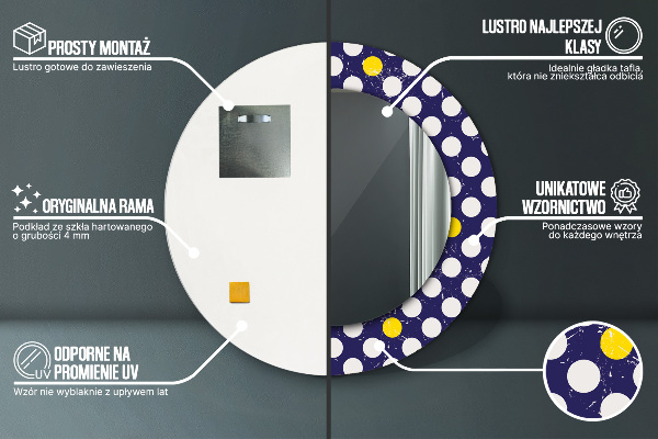 Kulaté zrcadlo s potiskem Retro tečky