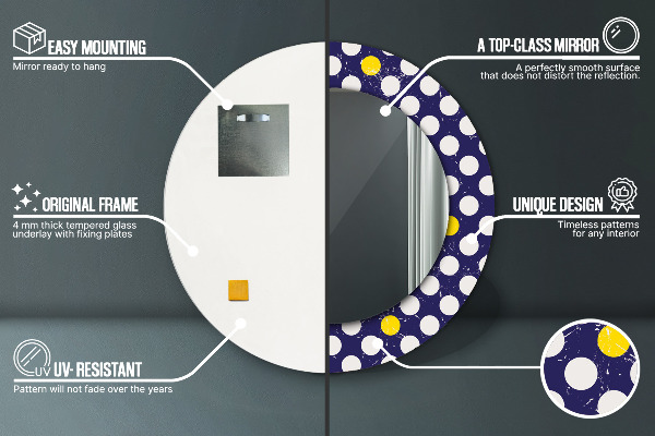 Kulaté zrcadlo s potiskem Retro tečky