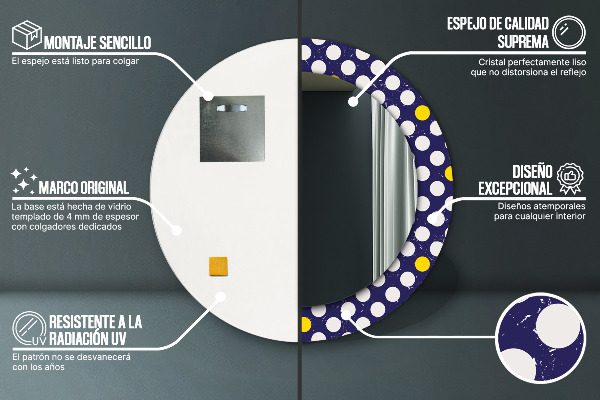 Kulaté zrcadlo s potiskem Retro tečky