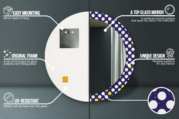 Kulaté zrcadlo s potiskem Retro tečky