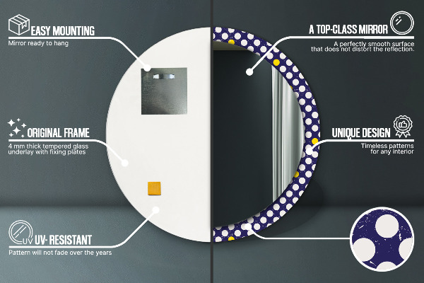 Kulaté zrcadlo s potiskem Retro tečky