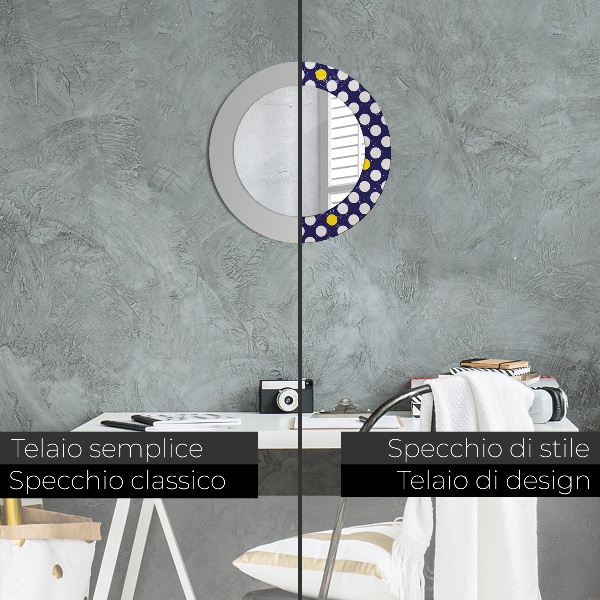 Kulaté zrcadlo s potiskem Retro tečky