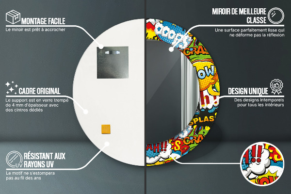 Kulaté zrcadlo s potiskem Vzor komiksu