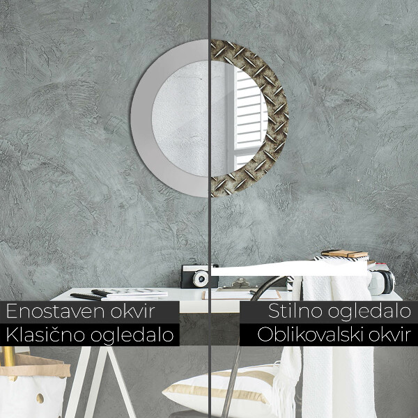 Kulaté zrcadlo s potiskem Textura oceli