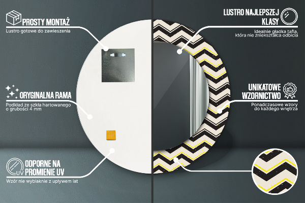 Kulaté zrcadlo s potiskem Zigzag vzor