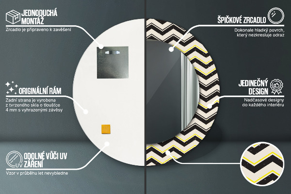 Kulaté zrcadlo s potiskem Zigzag vzor