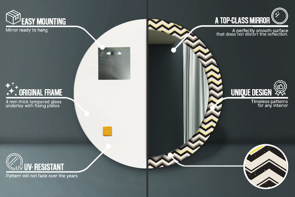 Kulaté zrcadlo s potiskem Zigzag vzor