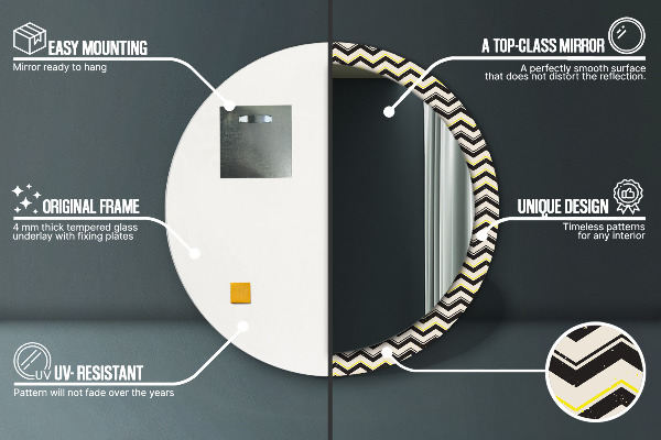 Kulaté zrcadlo s potiskem Zigzag vzor