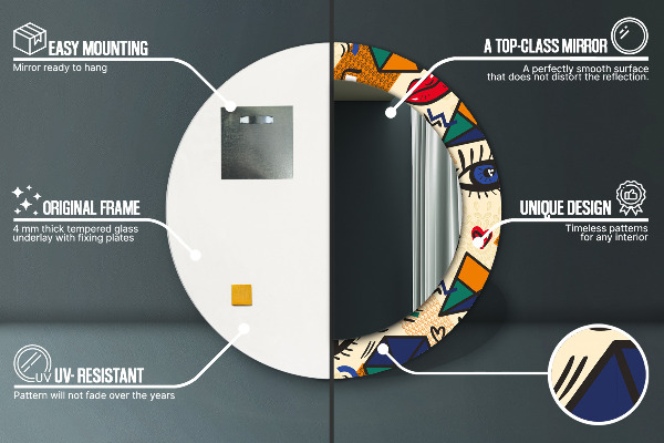 Kulaté dekorační zrcadlo Popový umělecký styl