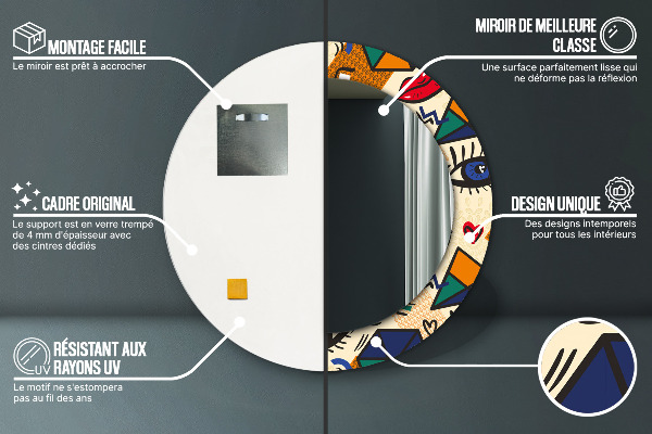 Kulaté dekorační zrcadlo Popový umělecký styl