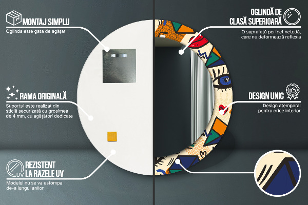 Kulaté dekorační zrcadlo Popový umělecký styl