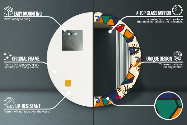 Kulaté dekorační zrcadlo Popový umělecký styl