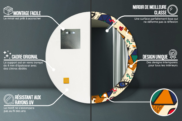 Kulaté dekorační zrcadlo Popový umělecký styl