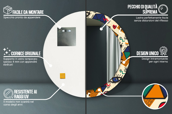 Kulaté dekorační zrcadlo Popový umělecký styl